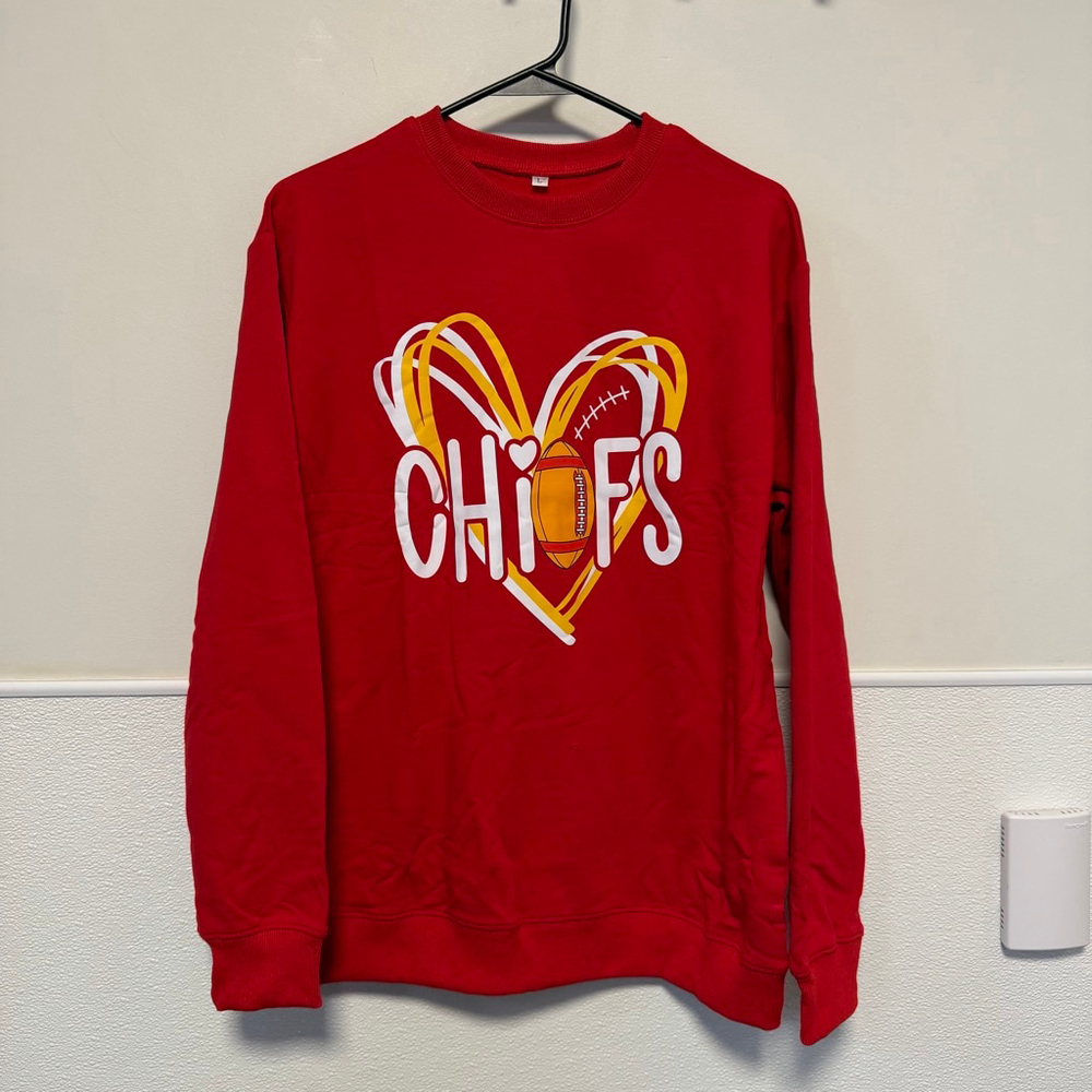 Chiefs Football Women's Red & Yellow Pullover Sweatshirt Large Girly NEW NWOT - Picture 5 of 11